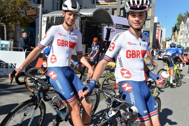 Yorkshire's Great Britain Junior men's team riders Sam Watson and Mason Hollyman at the start of the 2018 race in Kufstein.
 (Picture: Bruce Rollinson)