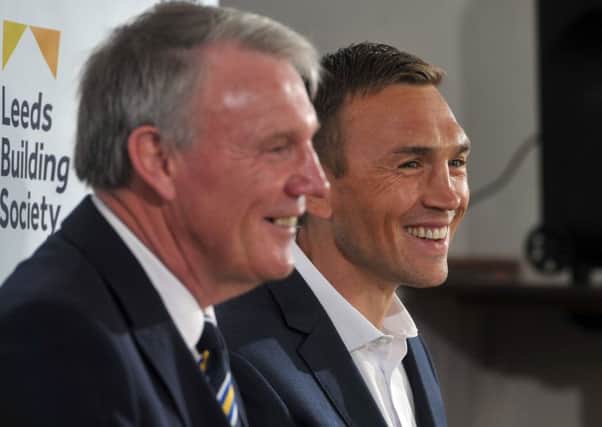 6 July 2018......  Gary Hetherington announces former captain Kevin Sinfield as the new Director of Rugby at the Leeds Rhinos. Picture Tony Johnson.