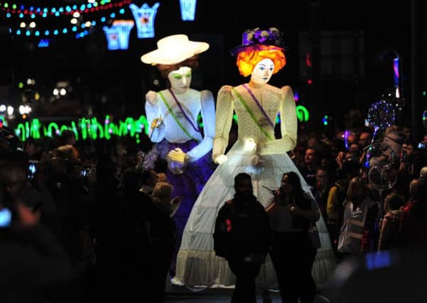 Leeds Light Night parade featured giant Suffragette puppets along The Headrow
. Pictures by Gerard Binks Photography.