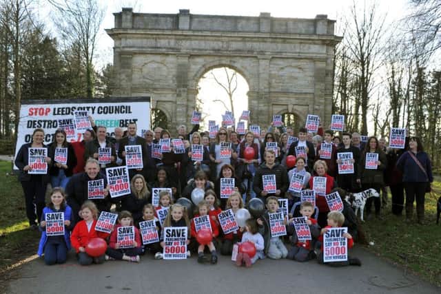 BATTLE: Yorkshire Greenspace Alliance, protest against the loss of green belt land in Leeds. PIC: Bruce Rollinson