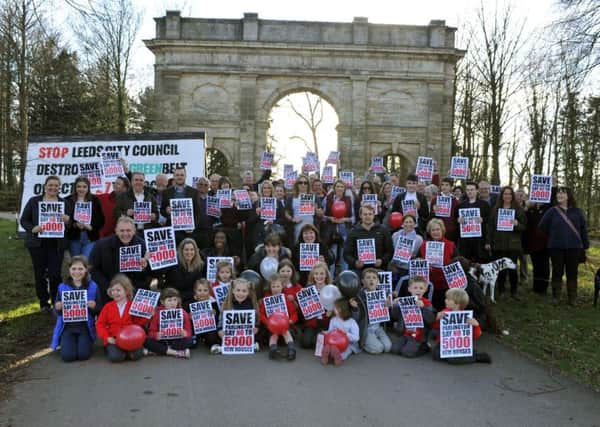 BATTLE: Yorkshire Greenspace Alliance, protest against the loss of green belt land in Leeds. PIC: Bruce Rollinson