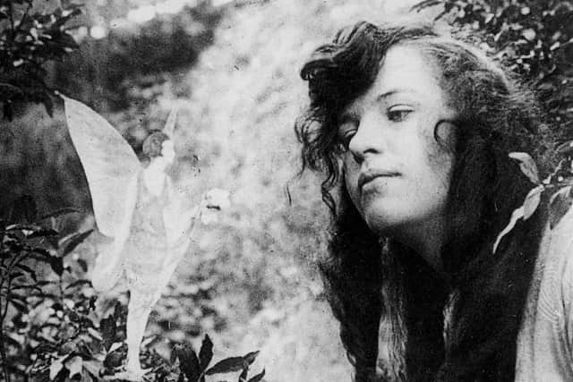 One of the pictures of the infamous Cottingley Fairies showing 15-year-old Elsie Wright.