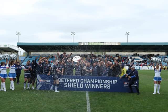 Featherstone celebrate their Shield win.