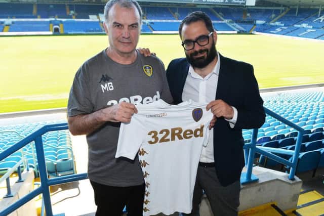Leeds United director of football Victor Orta (right) and Marcelo Bielsa (left).