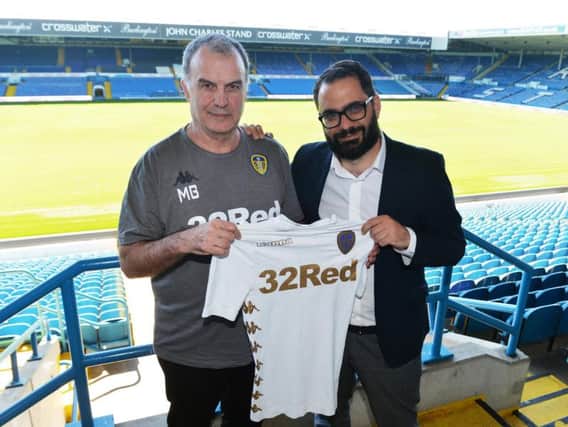 Leeds United director of football Victor Orta (right) and Marcelo Bielsa (left).