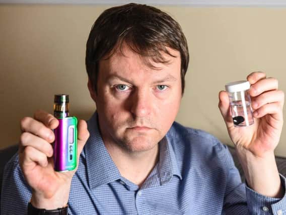 Alan O'Brien inhaled the mouth piece of the vape down his windpipe and was left gasping for air.