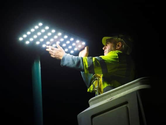LED lights being fitted in nearby Sheffield in 2013.
