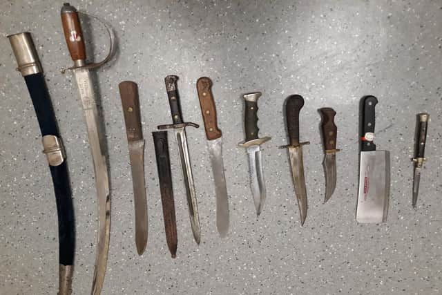 Some of the knives collected by North Yorkshire Police's amnesty bins.