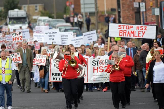 A protest against HS2 in Bramley, Rotherham