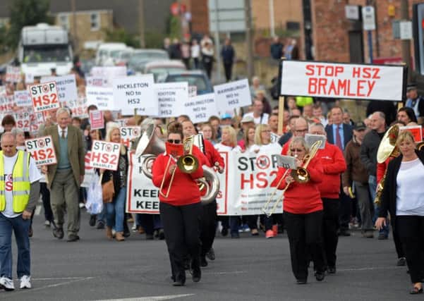 A protest against HS2 in Bramley, Rotherham