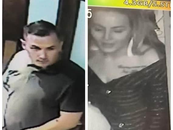 CCTV images of the two people police are trying to trace.