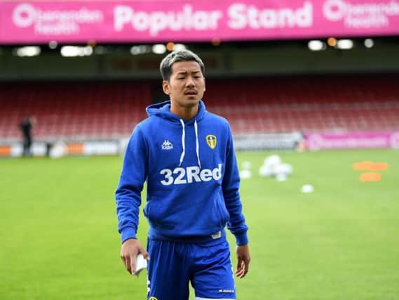 Leeds United midfielder Yosuke Ideguchi who is beginning a long lay off with a knee injury.