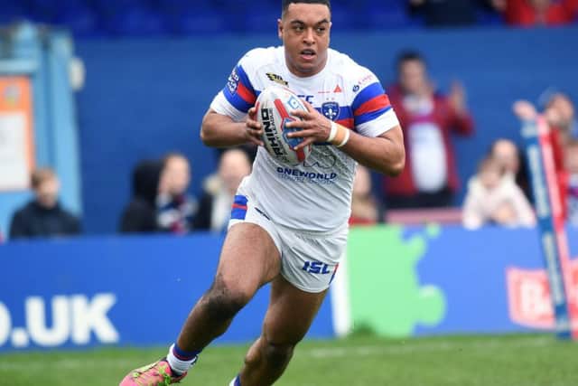 Betfred Super League.Wajkefield Trinity v St Helens.Wakefield's Reece Lyne.15th April 2018.Picture Jonathan Gawthorpe