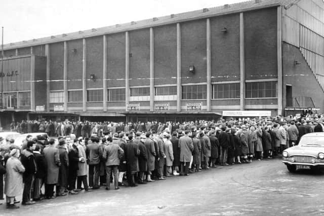 Record queues at Leeds United's Elland Road in January 1964 when tickets for the FA Cup tie with Everton went on sale.