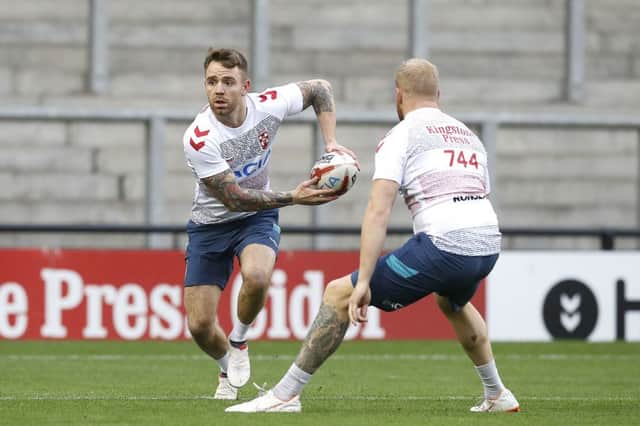 Richie Myler, during the England captain's run at Leigh Sports Village. PIC: Martin Rickett/PA Wire