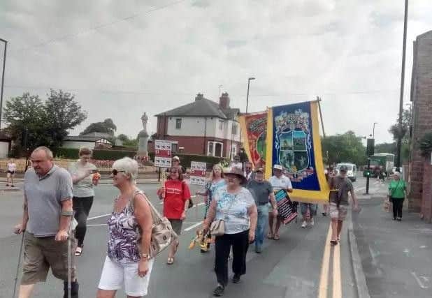 Protesters in Oulton during the summer.