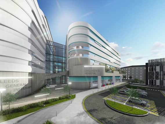 An impression of what the exterior of the new Leeds Children's Hospital could look like.