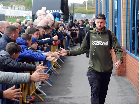 Leeds United defender Pontus Jansson arrives at Elland Road ahead of the club's 1-1 draw with Brentford.