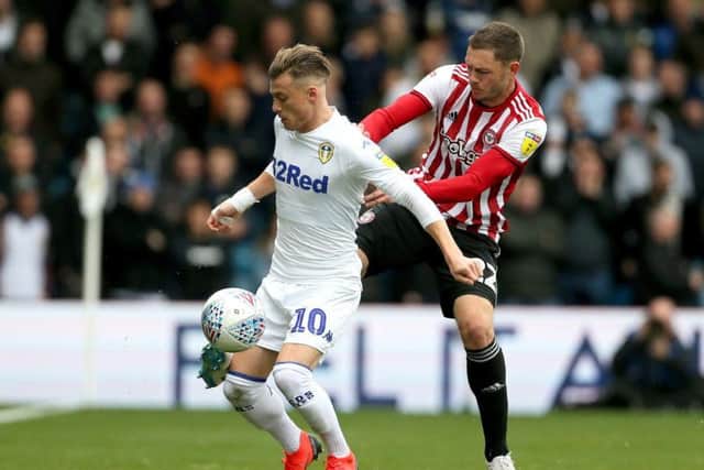 Leeds United's Ezgjan Alioski in action against Brentford.