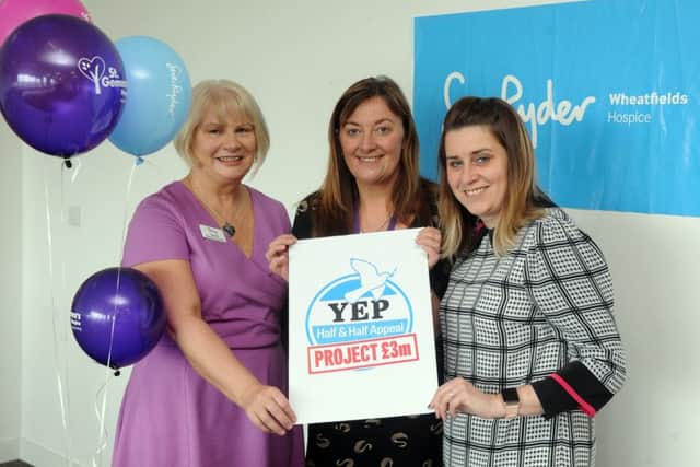 YEP editor Hannah Thaxter, centre with St Gemma's head of income generation Tracy Dick and Wheatfields hospice director Kate Bratt-Farrar launch of the YEP's annual Light Up A Life appeal which raises money for our long-running Half and Half Appeal in aid of St Gemma's and Wheatfields hospices. Picture Tony Johnson.