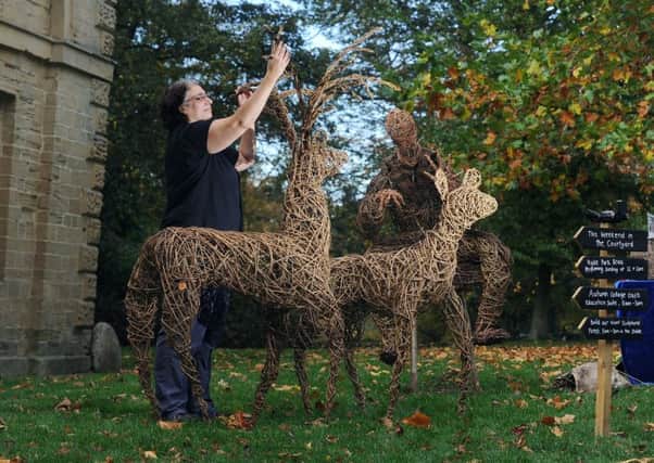 CREATIVITY: Wicker Lady Leilah Vyner gets to work on one of her sculptures.