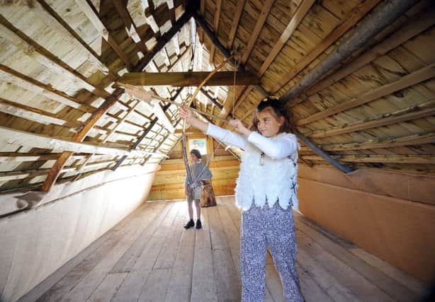 Olivia Dodsworth and Jacob Emmett pictured in the new Saxon Longhouse Bardsey School, Bardsey19th October 2018 ..Picture by Simon Hulme
