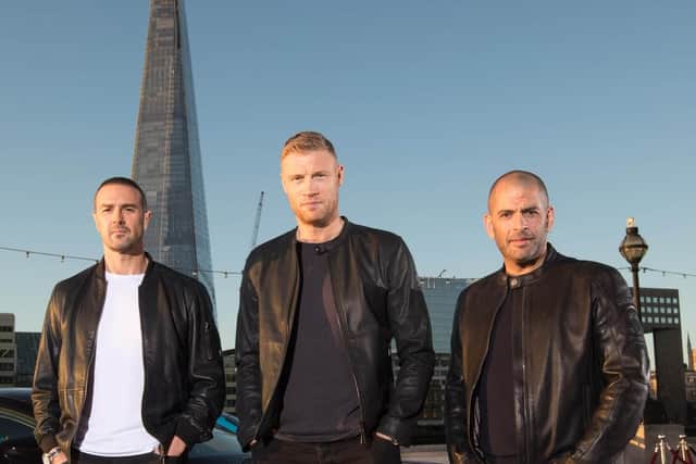 The new Top Gear lineup, Paddy McGuinness, Andrew 'Freddie' Flintoff and Chris Harris. Pic credit: David Parry/PA Wire