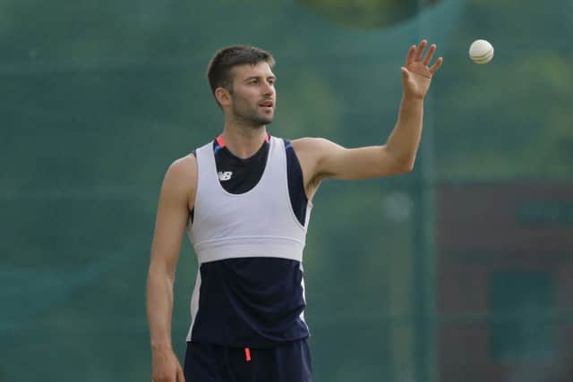 England's Mark Wood, pictured during a practice session in Sri Lanka. Picture: AP/Eranga Jayawardena