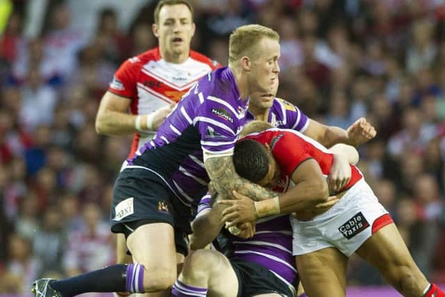 Dom Crosby playing for Wigan Warriors in the 2014 Grand Final (Picture: Bernard Platt)