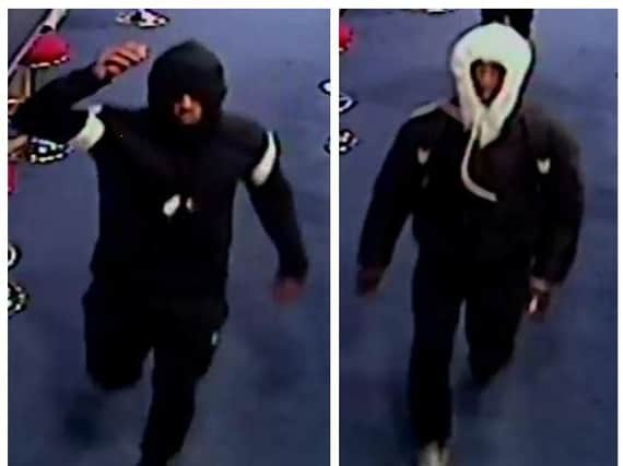 The images released by West Yorkshire Police after a robbery at Betfred in Huddersfield.