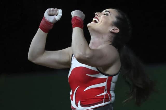 Leeds' Sarah Davies celebrates during her weightlifting final at the Commonwealth Games earlier this year.