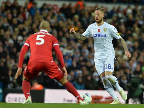 Leeds United defender Pontus Jansson in action against Nottingham Forest.