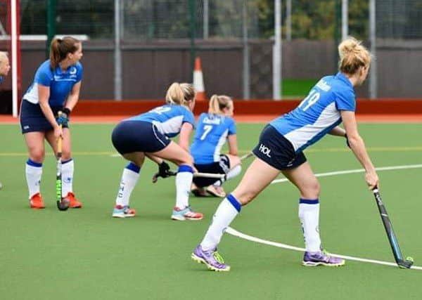Leeds Hockey Club ladies' first team in action against University of Durham. Picture: Ganni Braisby.