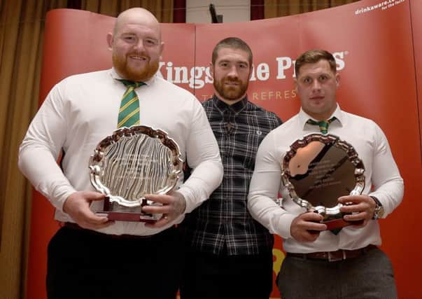 Jamie Fields and Jamie Bradley of Hunslet Club Parkside, show off their NCL Premier Division player of the year awards. Picture: Matthew Merrick Photography.