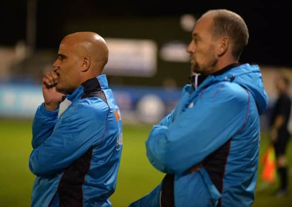 Guiseley joint managers Marcus Bignot and Russ O'Neill.