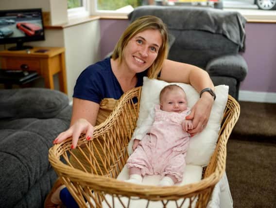 Willow Abbiss, with mum Leanne, is the current occupant of the basket