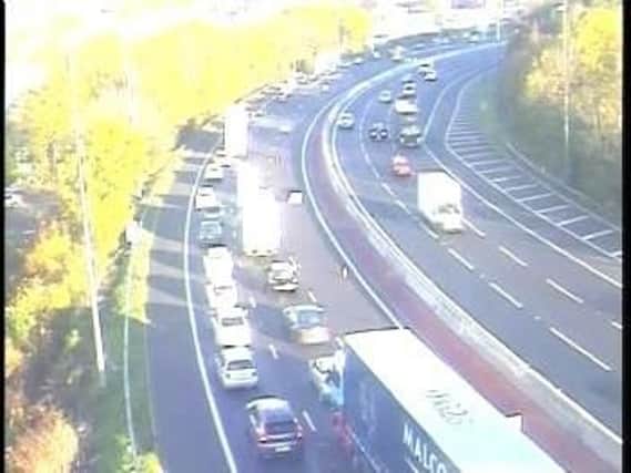 Traffic queuing on the M621 in Leeds while the closure remained in place. Picture: Crown 2018