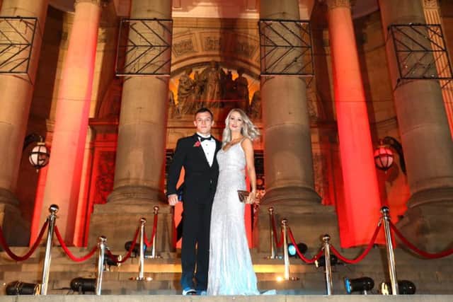 Spotlight: Josh Warrington and wife Natasha arrive at Leeds Town Hall for the premiere of Fighting For A City.