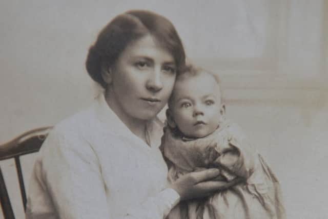 Michael's grandmother Lizzie with his mother Margaret, shortly after her birth.