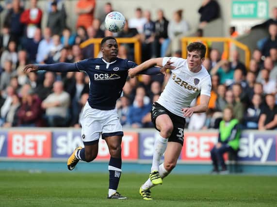 Leeds United defender Connor Shaughnessy in action at Millwall last season.