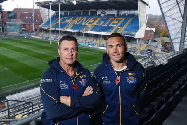New Leeds Rhinos head coach David Furner, left, and director of rugby Kevin Sinfield.
 Picture: Jonathan Gawthorpe.