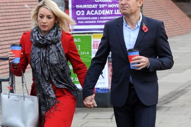 Tony Dorigo and new girlfriend Claire Joss outside Leeds Magistrates' Court, where Gareth Senior was fined for attacking the former Leeds United footballer in a White Company store.