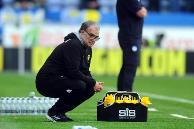 Leeds United head coach Marcelo Bielsa during the club's win at Wigan Athletic.