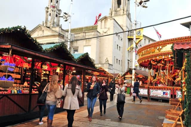The Leeds German Christmas Market is in Millennium Square in Leeds city centre