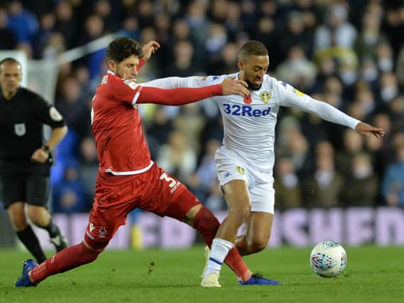 Kemar Roofe on the ball in Leeds United's 1-1 draw with Nottingham Forest.