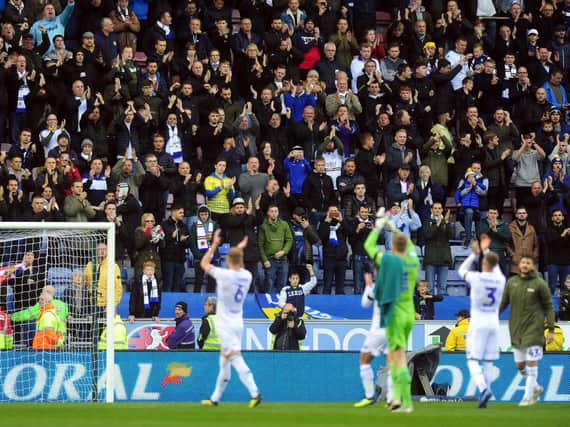 Leeds United fans at Wigan Athletic.