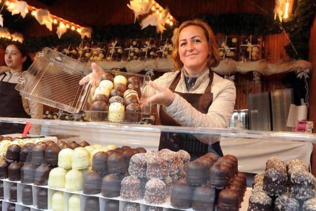 Ioana Zopota with sweet treats at the Leeds Christmas Market