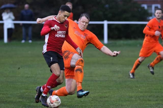 Knaresborough Town's Luke Stewart on the attack against Penistone Church. Picture: Craig Dinsdale.