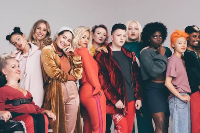 Beauty blogger Tess Daly from Sheffield, far left, with Rita Ora and other young people who have experienced beauty cyberbullying.