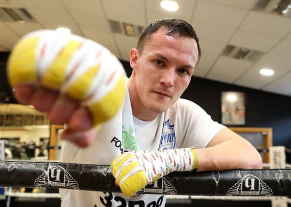 READY: Josh Warrington during the public workout at Hatton Health and Fitness, Manchester.
